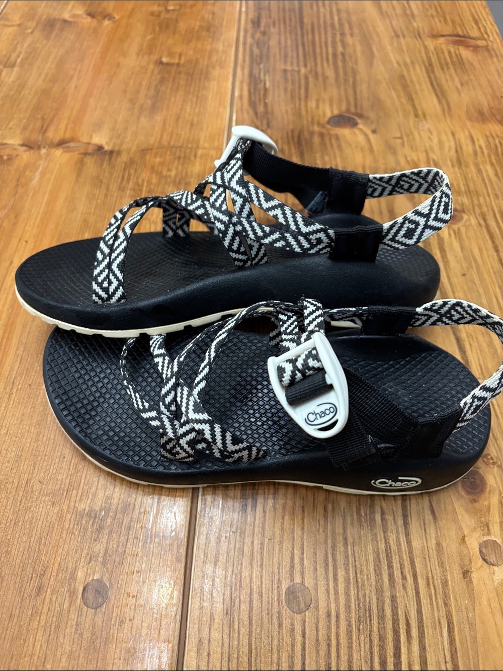 Chaco Women's Black & White Patterned Strap Sandals